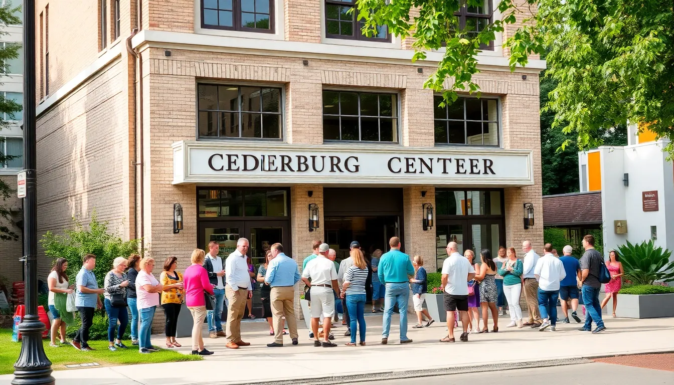 Cedarburg Cultural Center, showcasing its historic architecture and diverse visitors.
